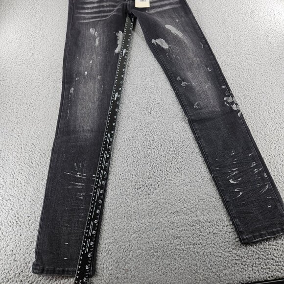 mnml Jeans Mens 30 Black X143 Stretch Denim Distressed Slim Fit Grunge Skater - Picture 9 of 15